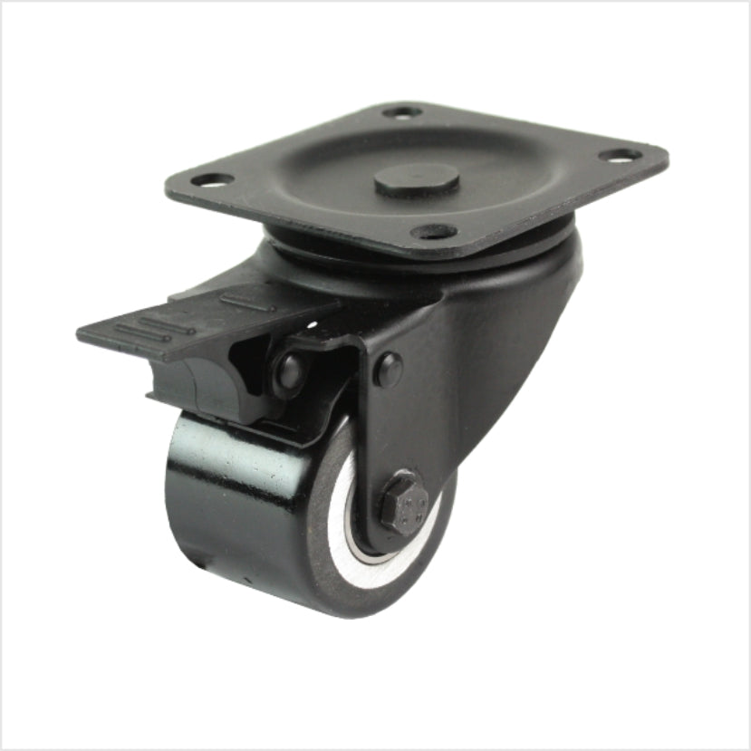 50 mm mini-Schwerlastrolle - schwarze Lenkrolle mit Feststeller