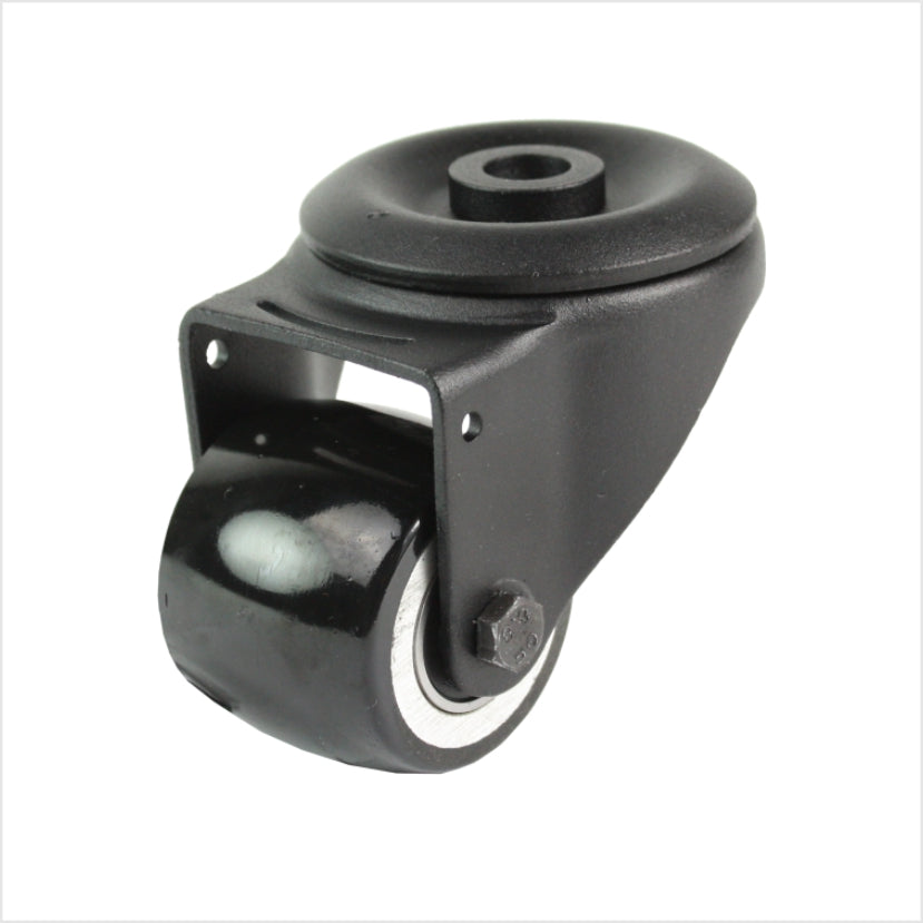 50 mm mini-Schwerlastrolle - schwarze Lenkrolle mit Rückenloch
