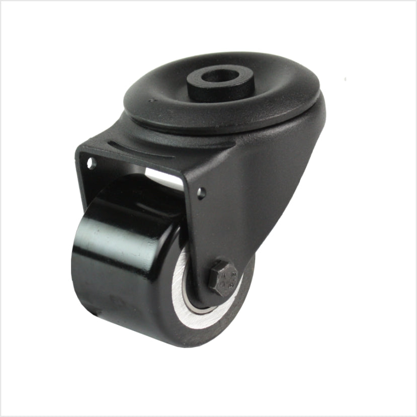 50 mm mini-Schwerlastrolle - schwarze Lenkrolle mit Rückenloch