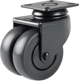 schwarze doppellenkrolle mit platte - black swivel double wheel  castor