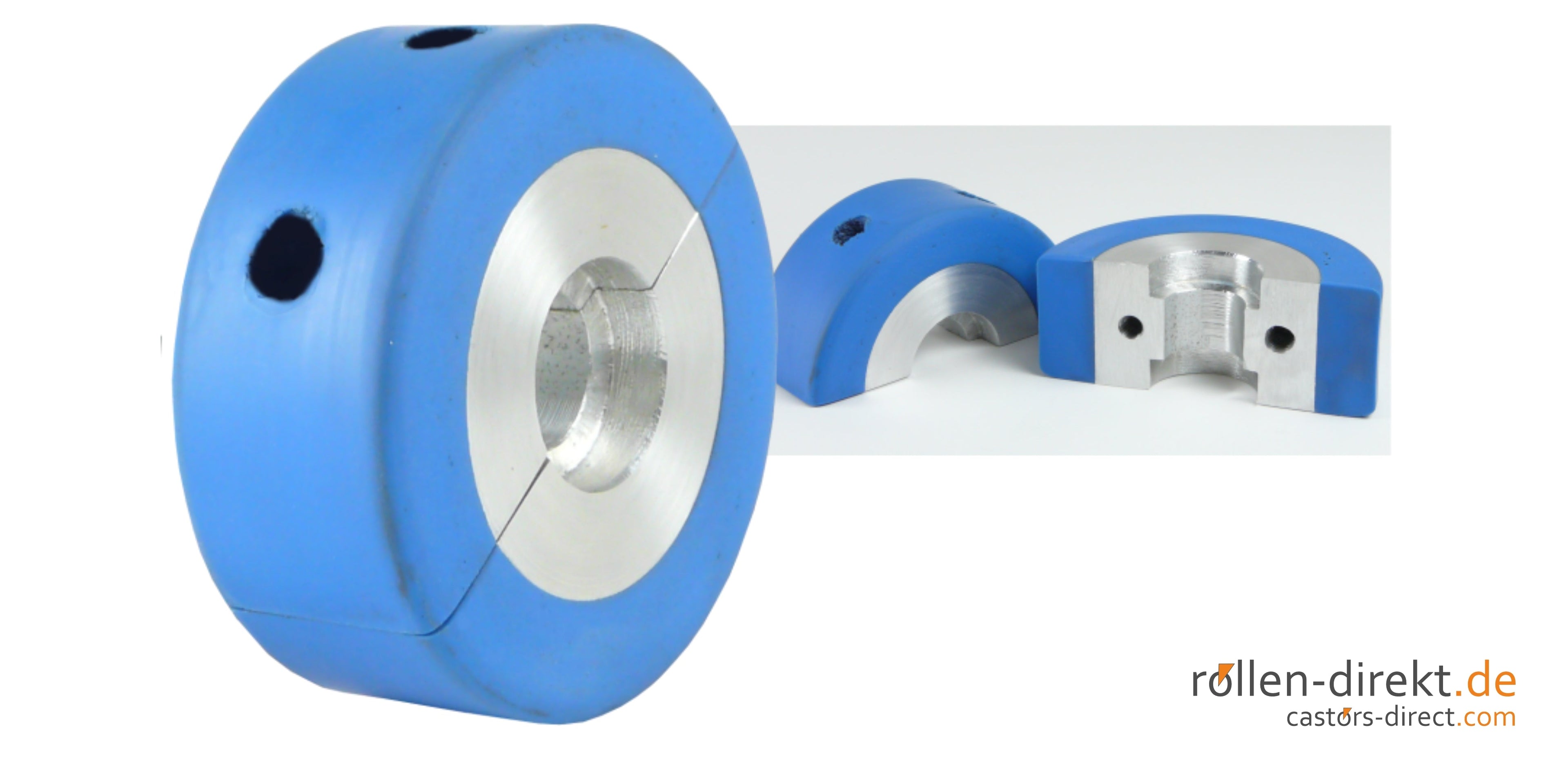 Mehrteilige Anpressrolle mit Polyurethan-Belag