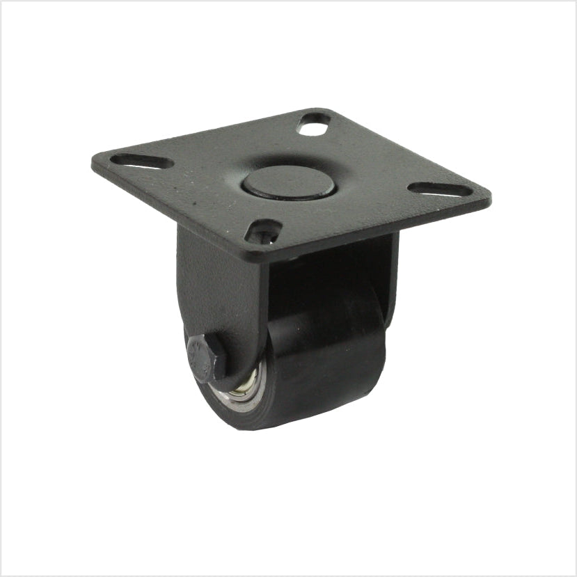 mini Schwerlastbockrolle 35 mm schwarz mit Polyurethan-Rad mit doppelter Kugellagerung.