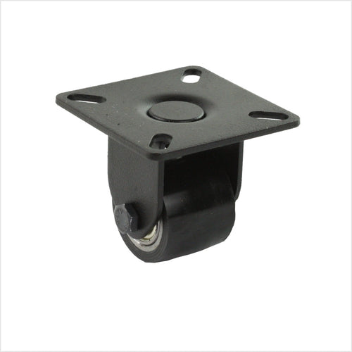mini Schwerlastbockrolle 35 mm schwarz mit Polyurethan-Rad mit doppelter Kugellagerung.