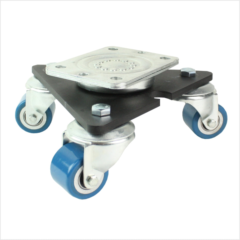 50 mm Mini-Schwerlast-Drehteller mit Soft-Polyurethan-Rad, flache Lauffläche – größere Ausführung mit weichem PU-Rad und planem Kontaktprofil.