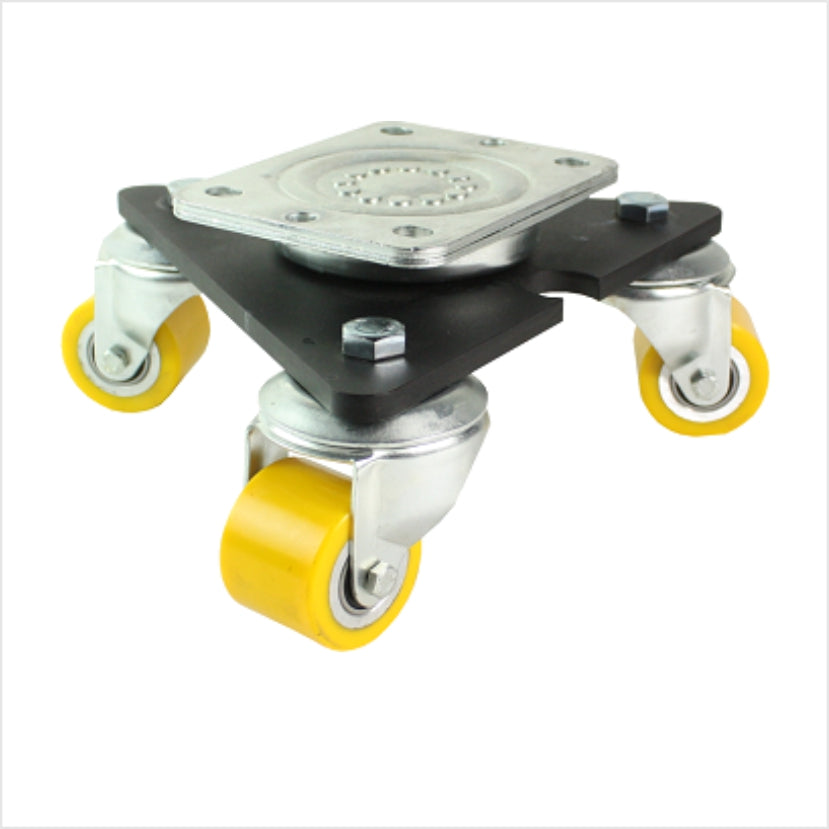 50 mm Mini-Schwerlast-Drehteller mit zähhartem Polyurethan-Rad, flache Lauffläche – Industrie-Version mit hartem PU und glatter Rollfläche.