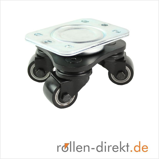 35 mm mini-Schwerlast Drehteller mit schwarzem Polyurethan-Rad