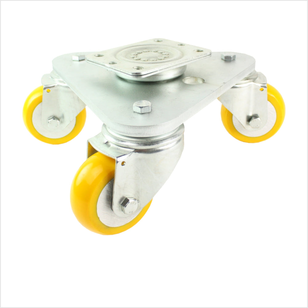 65 mm Drehteller 3 professionell-PU-Lenkrollen, ballig, gelb - DRT-TS/690KBA/065/40