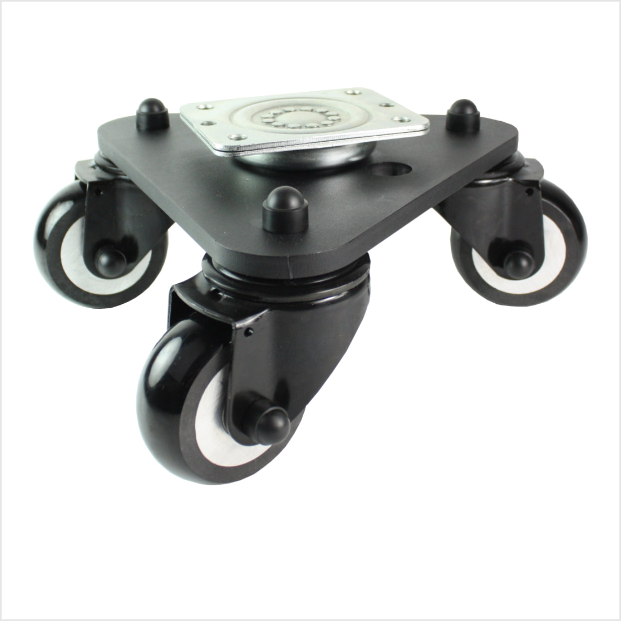 100 mm Drehteller 3 professionell-PU-Lenkrollen, ballig, schwarz - DRT-TSS/691KBA/100/50