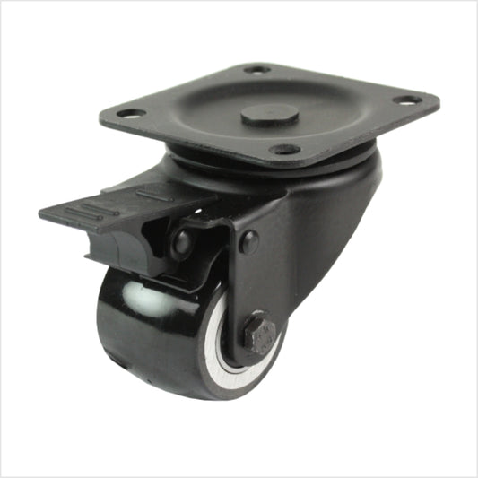 50 mm mini-Schwerlastrolle - schwarze Lenkrolle mit Feststeller