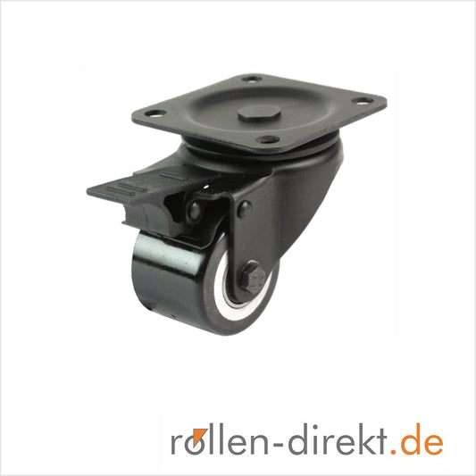 mini-Schwerlastrolle - schwarze Lenkrolle 50 mm mit Feststeller