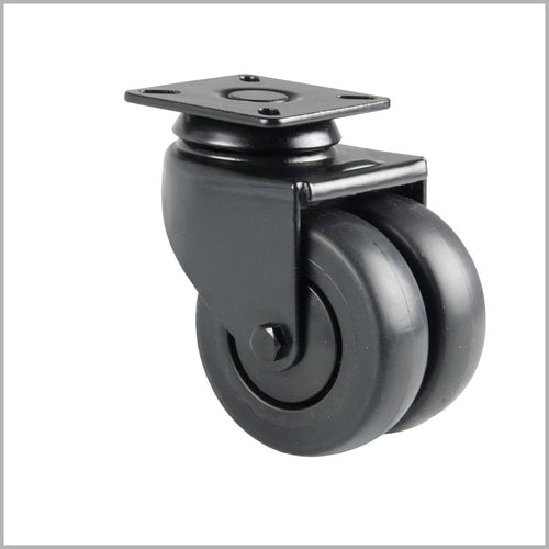 75 mm-Schwarze Möbelrolle, Doppel-Lenkrolle, Gummi-Räder, Platte - L-DAPS/310K/075
