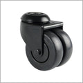 75 mm - Schwarze Doppel-Lenkrolle mit Rückenlochbefestigung