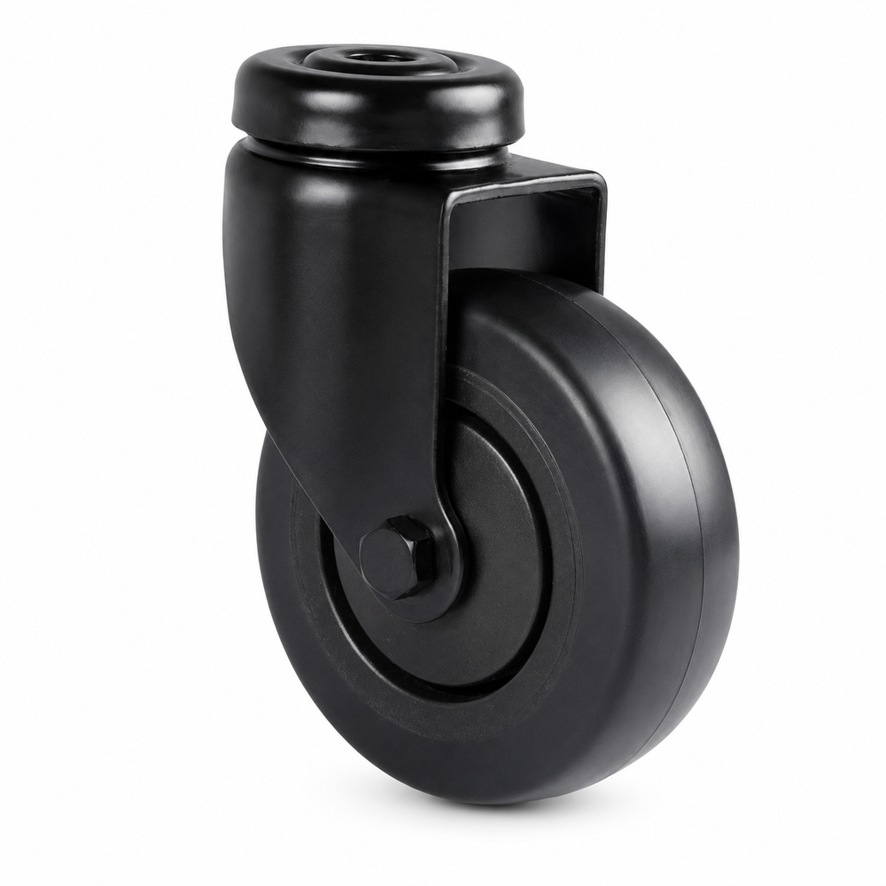 Schwarze Lenkrolle 50 mm mit Rückenloch - die unauffällige Möbelrolle