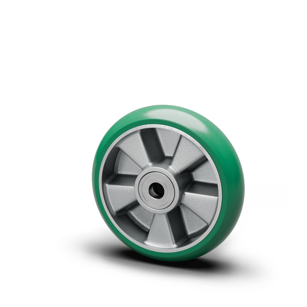 Polyurethan-Rad 150 mm ballig grün, Alu-Felge