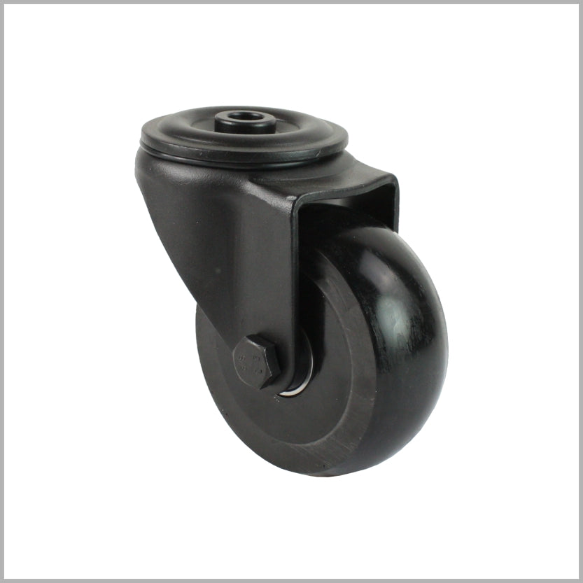 100 mm Schwarze Lenkrolle, Rückenloch, Polyurethan-Rad ballig - R-TSB/6091KBA/100/40