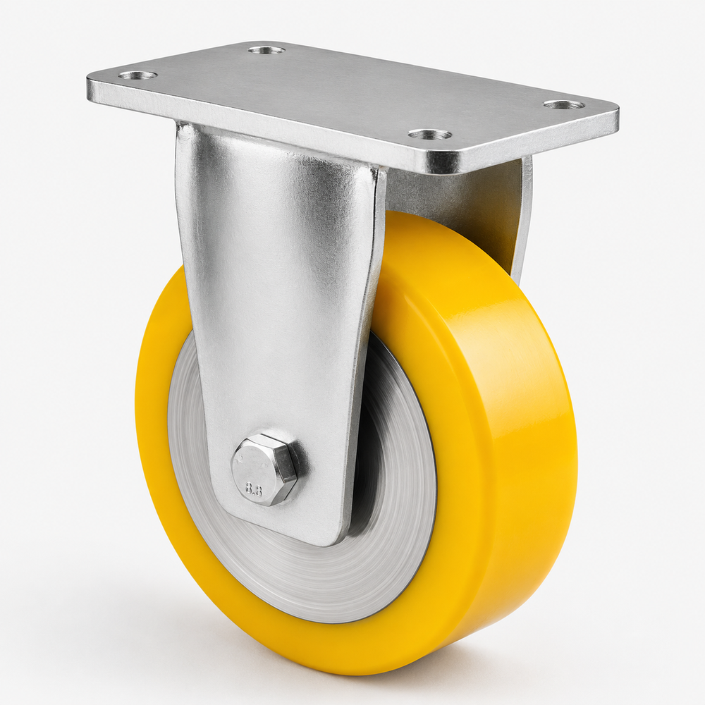 Schwerlast-Bockrolle Ø 100 mm Doppelrad – Polyurethan PU – 600 kg – B-MG/690KFL/100/30