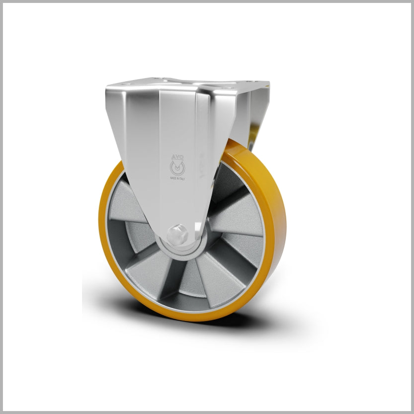 100 mm Bockrolle mit Polyurethan-Rad mit Aluminium-Felge, Kugellager