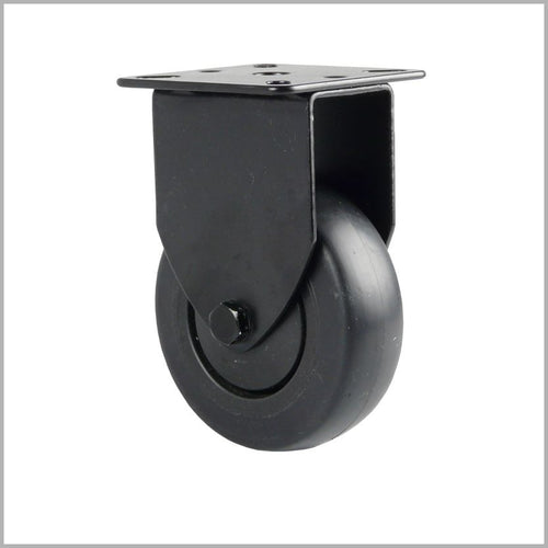 Schwarze Bockrolle 50 mm mit Anschraubplatte – Gummi, spurfrei & leise