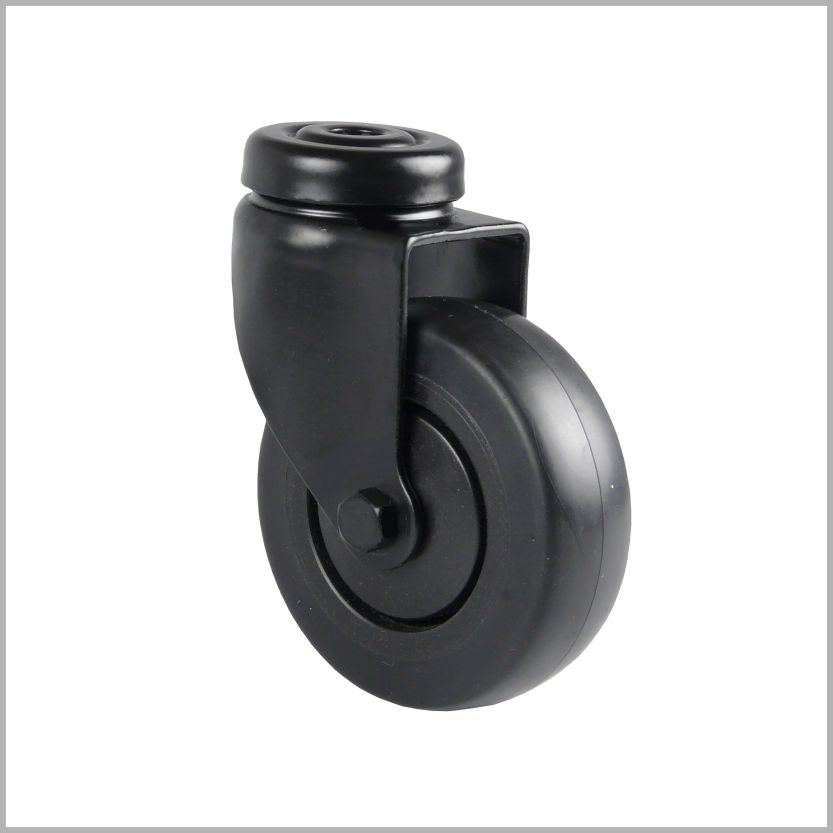 Schwarze lenkrolle mit Rückenloch-Befestigung für Regale, Theken, Möbel-, und Ladenbau