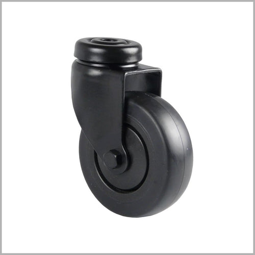 Schwarze Lenkrolle 50 mm mit Rückenloch – Gummi, spurfrei & leise